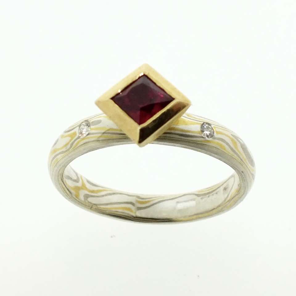 broughton-stuartjewellery/ mokume gane coloured gem stone rings
