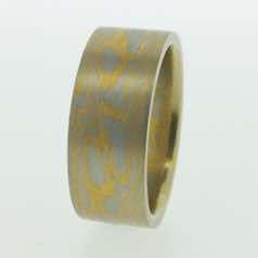 Platinum and 22k yellow gold mokume gane flat band.  Please go to online shop for prices.