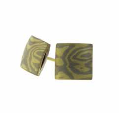 18k white and yellow gold mokume gane pillow studs (9mm).