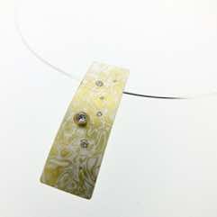 22k gold and silver mokume gane convex curve pendant with diamonds.  POA.