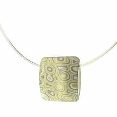 22k gold, 18k white gold and silver mokume gane square pendant with diamond detail.  