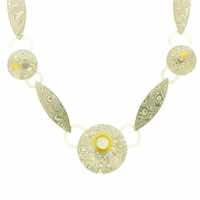 'Nae Mair' necklace in 18k white gold and silver mokume gane with 22k gold and diamond details.  POA.