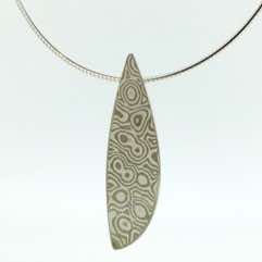 18k white gold and silver mokume gane Sgiath pendant.  