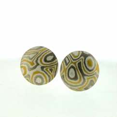 22k gold, 18k white gold and silver mokume gane discus stud earrings (12mmø).  