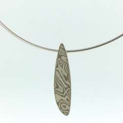 18k white gold and silver mokume gane small Sgiath pendant. 